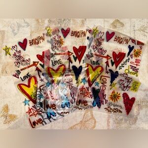 Brighton Multicolor Heart Clear Bags Set of 3– Red, Yellow, Blue, Pink